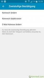 Telegram Passwort ändern E-Mail ändern