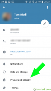 Telegram X Privacy and Security Menu Two-Factor