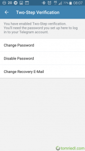 Telegram X Passwort oder E-Mail ändern