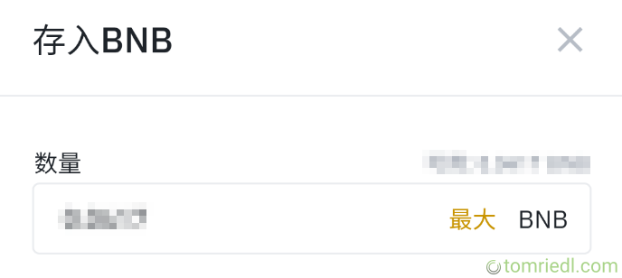 输入存入的BNB数量
